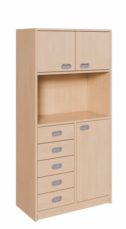 K Kombinationsschrank 160 cm, 3 Türen re./li./5 Schübe, 2 Breiten